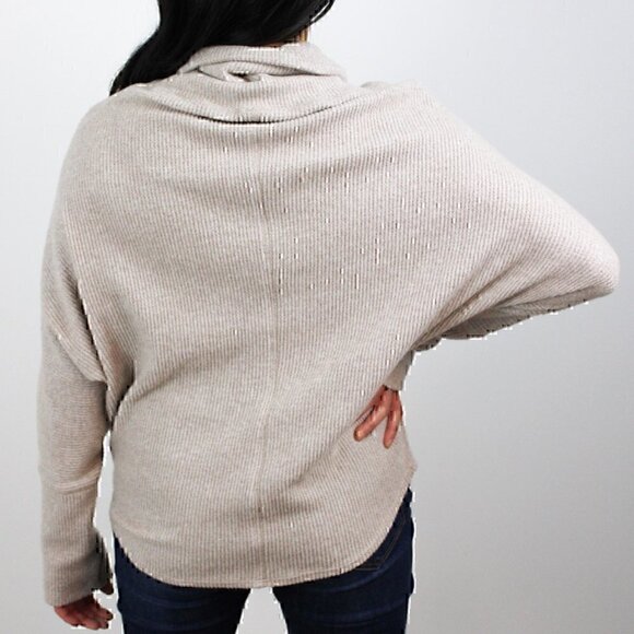 Slouchy Knit Tunic Sweater - Taupe - Picture 5 of 5